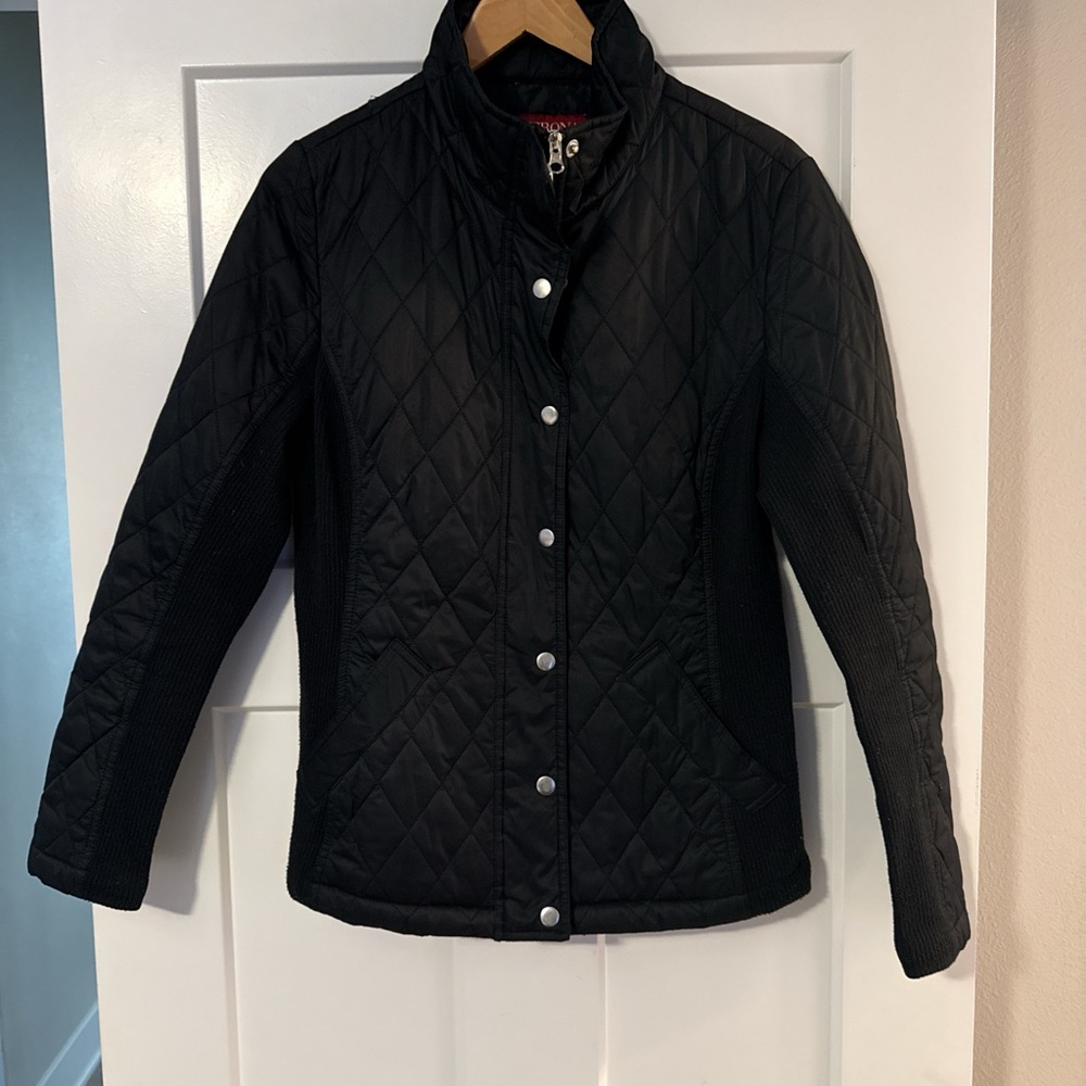 Merona Black Quilted Utility Jacket